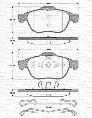 MAGNETI MARELLI 363702161232 -  Комплект тормозных колодок, дисковый тормоз